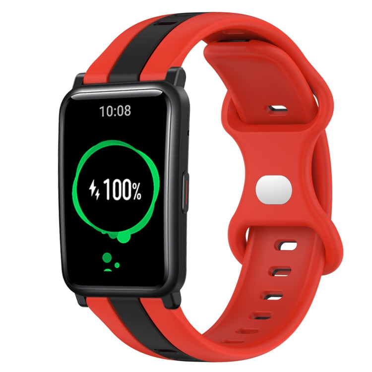 For Honor Watch ES 20mm Butterfly Buckle Two-Color Silicone Watch Band