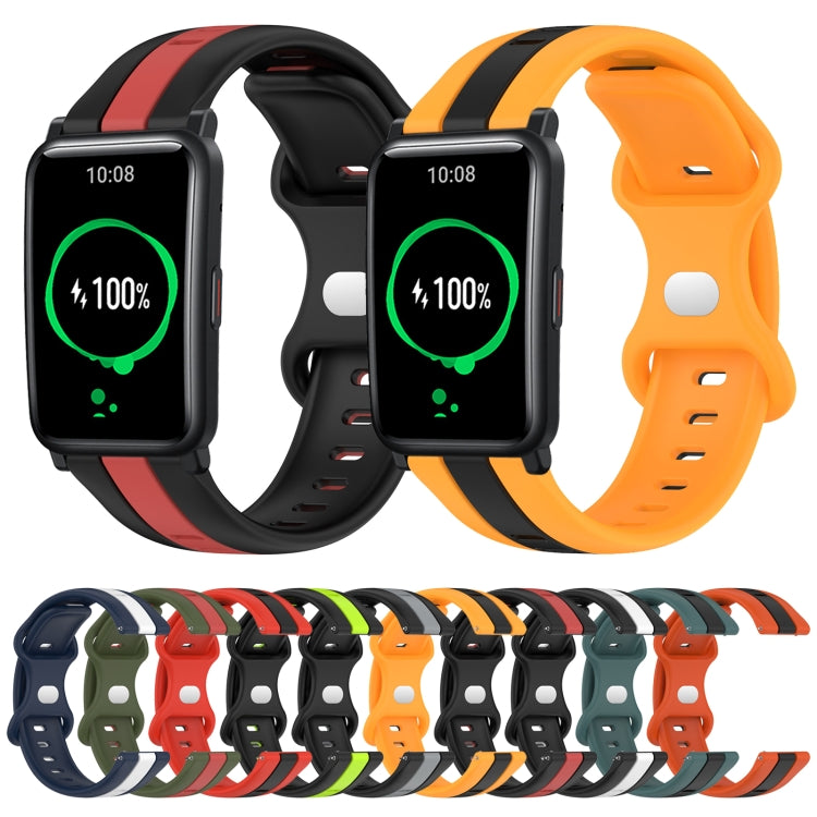 For Honor Watch ES 20mm Butterfly Buckle Two-Color Silicone Watch Band