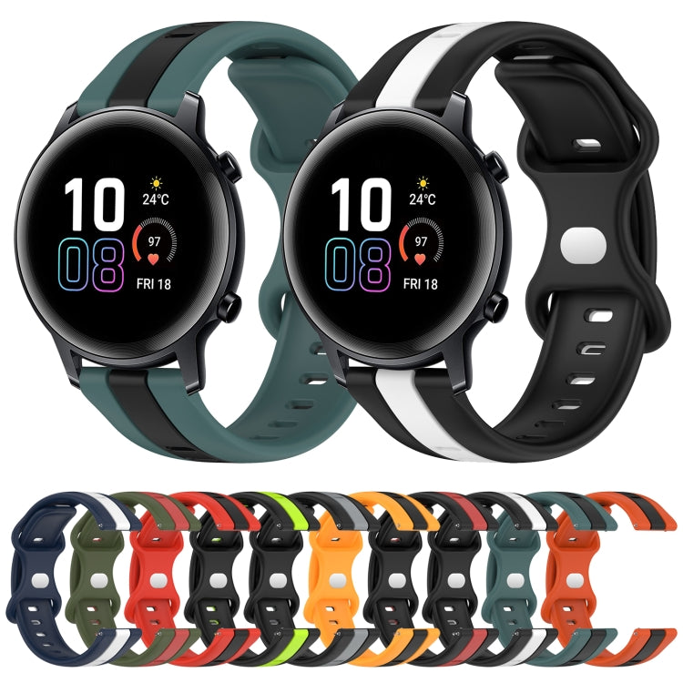 For Honor MagicWatch2 42mm 20mm Butterfly Buckle Two-Color Silicone Watch Band