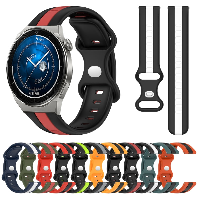 For Huawei Watch GT3 Pro 46mm 20mm Butterfly Buckle Two-Color Silicone Watch Band