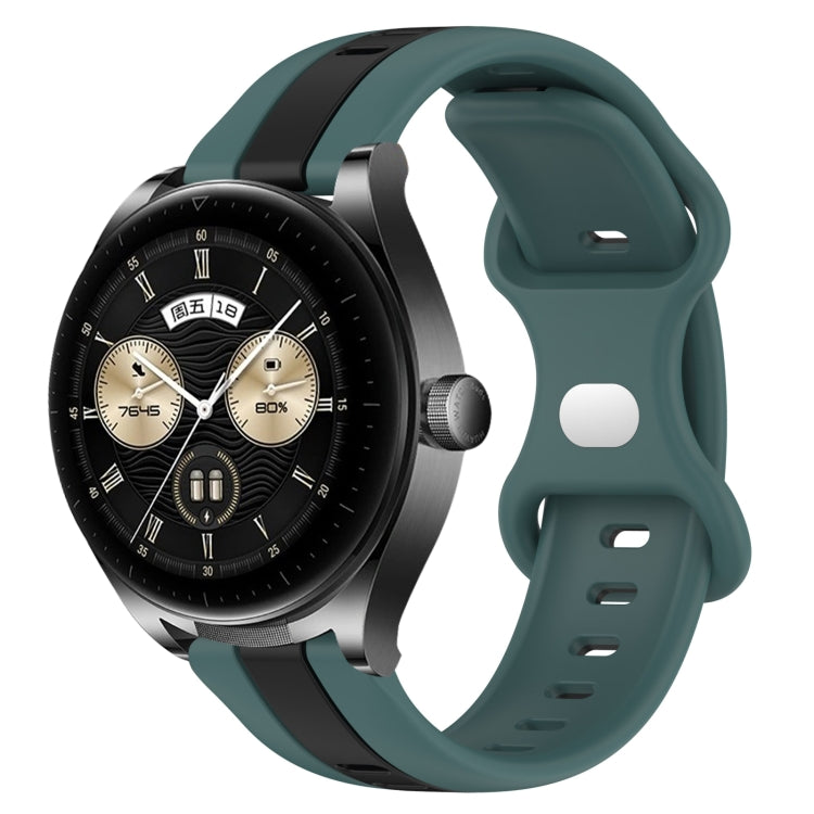 For Huawei Watch Buds 20mm Butterfly Buckle Two-Color Silicone Watch Band