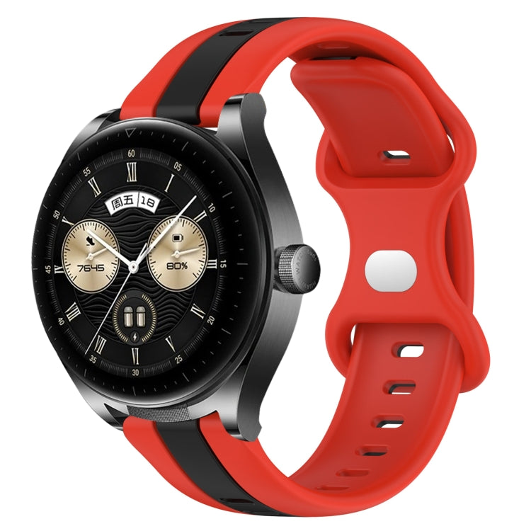For Huawei Watch Buds 20mm Butterfly Buckle Two-Color Silicone Watch Band