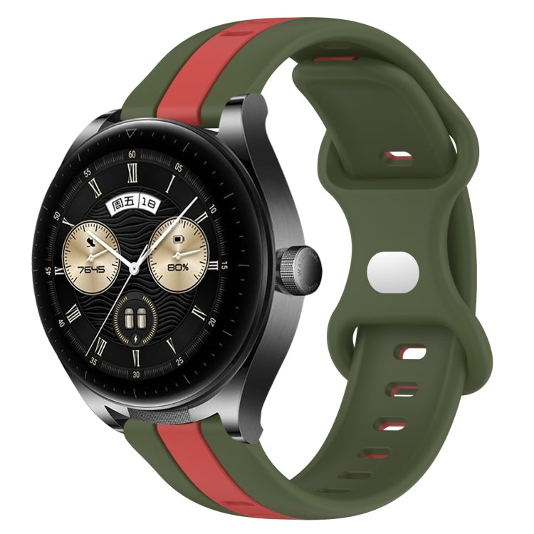 For Huawei Watch Buds 20mm Butterfly Buckle Two-Color Silicone Watch Band