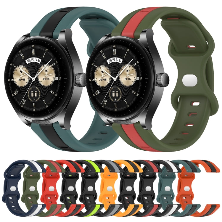 For Huawei Watch Buds 20mm Butterfly Buckle Two-Color Silicone Watch Band
