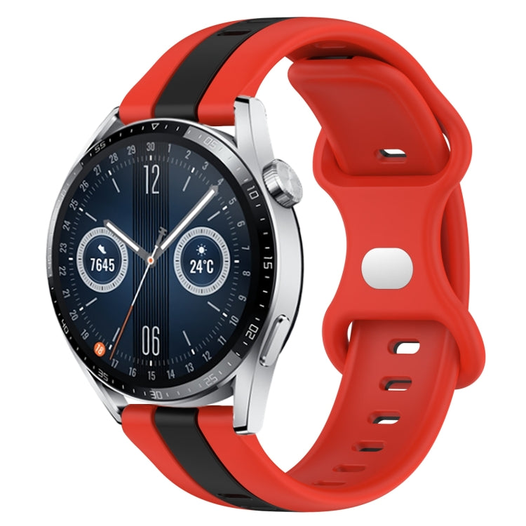 For Huawei Watch GT3 46mm 20mm Butterfly Buckle Two-Color Silicone Watch Band