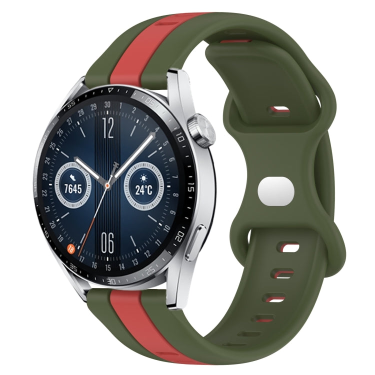For Huawei Watch GT3 46mm 20mm Butterfly Buckle Two-Color Silicone Watch Band
