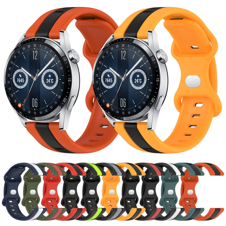 For Huawei Watch GT3 46mm 20mm Butterfly Buckle Two-Color Silicone Watch Band