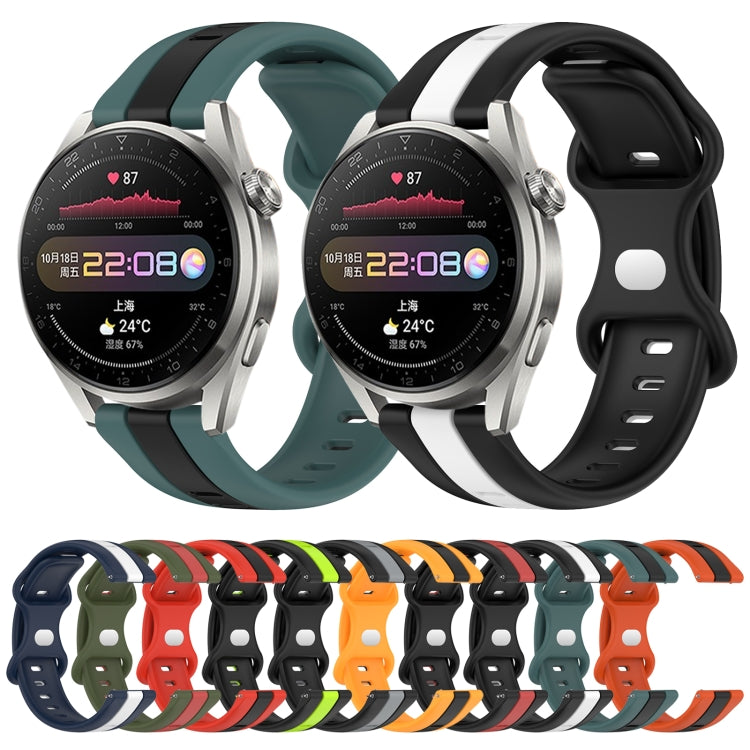 For Huawei Watch 3 Pro New 20mm Butterfly Buckle Two-Color Silicone Watch Band