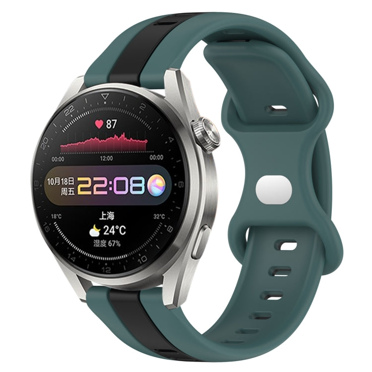 For Huawei Watch 3 Pro 20mm Butterfly Buckle Two-Color Silicone Watch Band