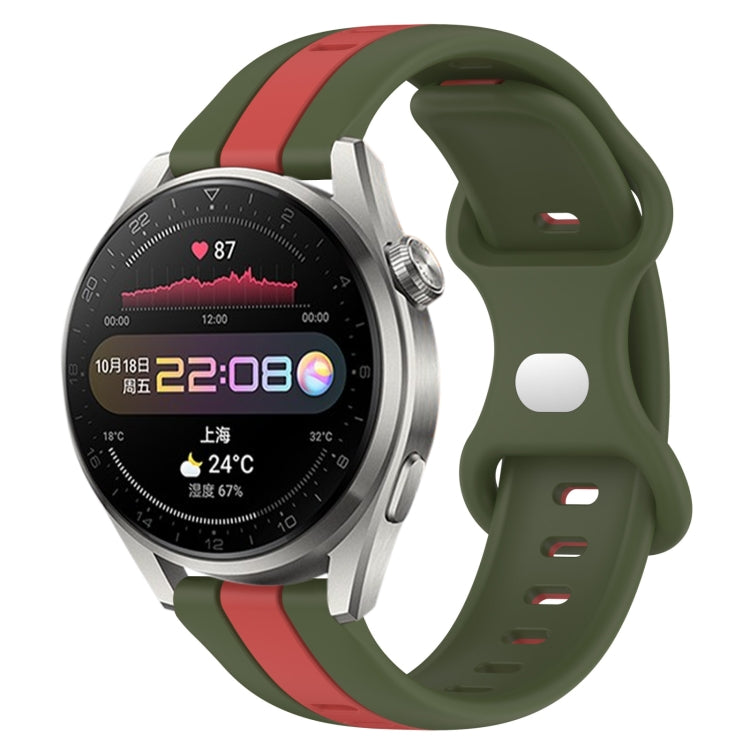 For Huawei Watch 3 Pro 20mm Butterfly Buckle Two-Color Silicone Watch Band
