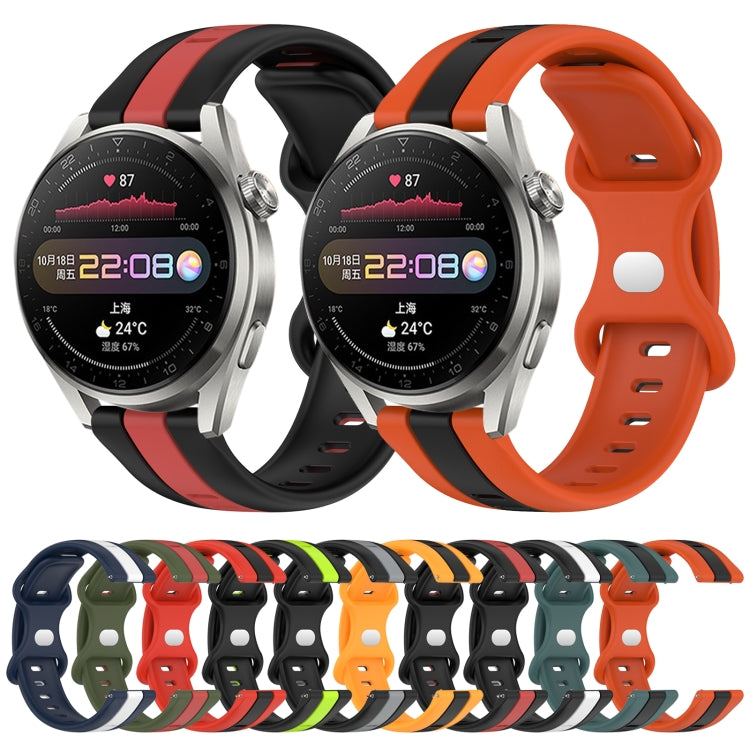 For Huawei Watch 3 Pro 20mm Butterfly Buckle Two-Color Silicone Watch Band