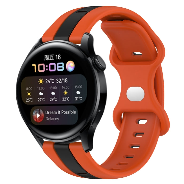 For Huawei Watch 3 20mm Butterfly Buckle Two-Color Silicone Watch Band