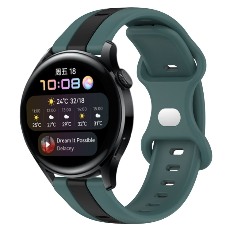 For Huawei Watch 3 20mm Butterfly Buckle Two-Color Silicone Watch Band