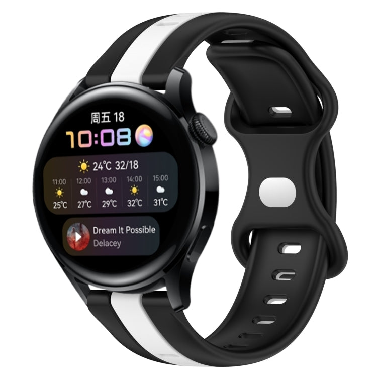 For Huawei Watch 3 20mm Butterfly Buckle Two-Color Silicone Watch Band