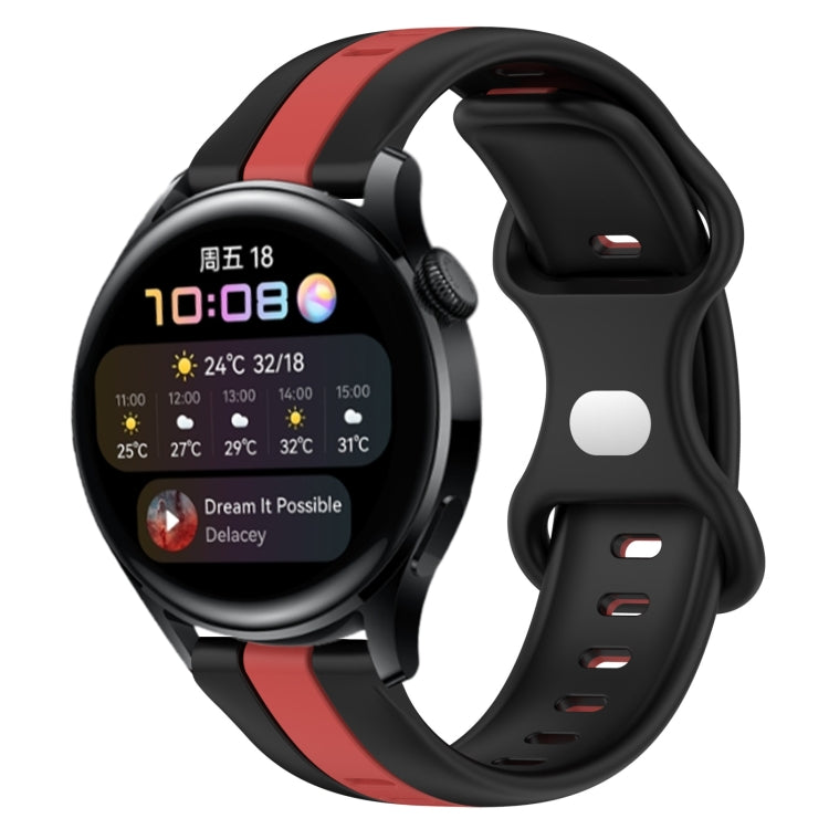 For Huawei Watch 3 20mm Butterfly Buckle Two-Color Silicone Watch Band