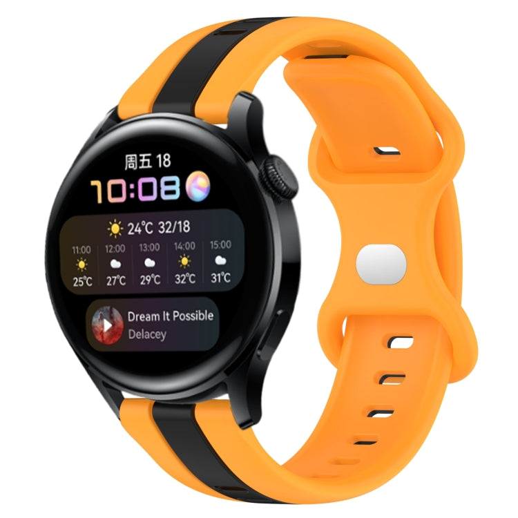 For Huawei Watch 3 20mm Butterfly Buckle Two-Color Silicone Watch Band