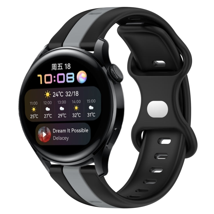 For Huawei Watch 3 20mm Butterfly Buckle Two-Color Silicone Watch Band