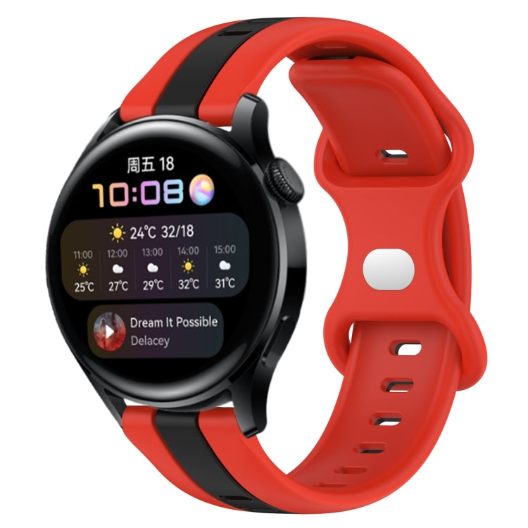 For Huawei Watch 3 20mm Butterfly Buckle Two-Color Silicone Watch Band