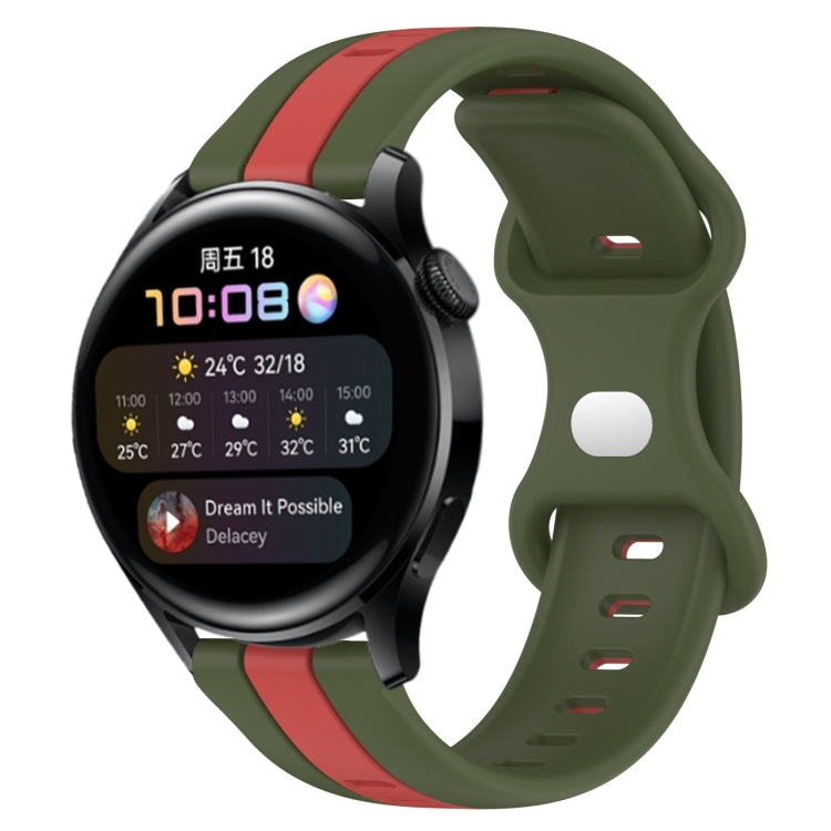For Huawei Watch 3 20mm Butterfly Buckle Two-Color Silicone Watch Band