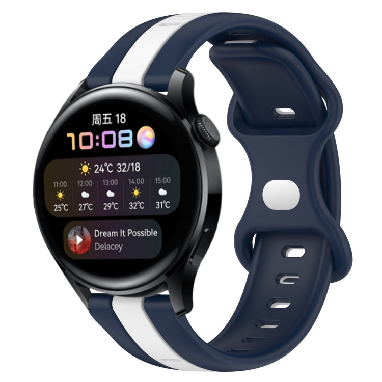 For Huawei Watch 3 20mm Butterfly Buckle Two-Color Silicone Watch Band