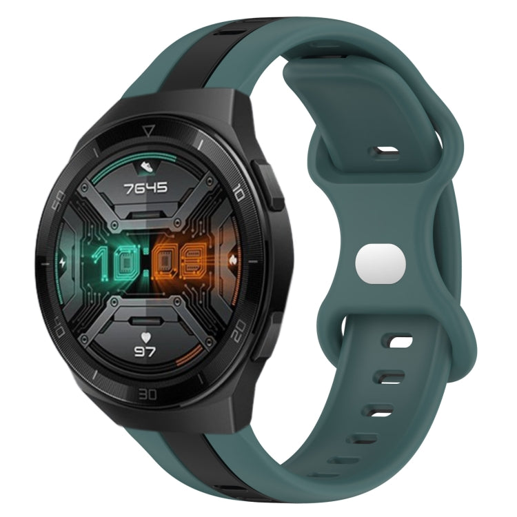 For Huawei Watch GT 2E 20mm Butterfly Buckle Two-Color Silicone Watch Band
