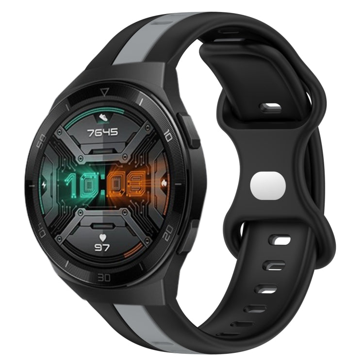 For Huawei Watch GT 2E 20mm Butterfly Buckle Two-Color Silicone Watch Band