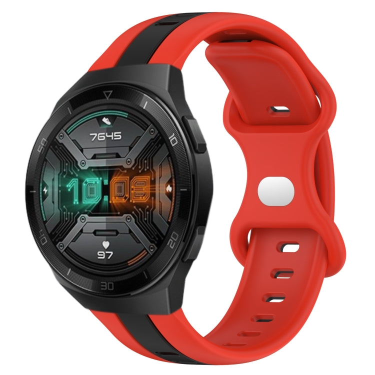 For Huawei Watch GT 2E 20mm Butterfly Buckle Two-Color Silicone Watch Band