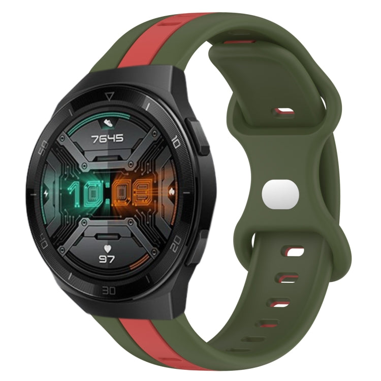 For Huawei Watch GT 2E 20mm Butterfly Buckle Two-Color Silicone Watch Band