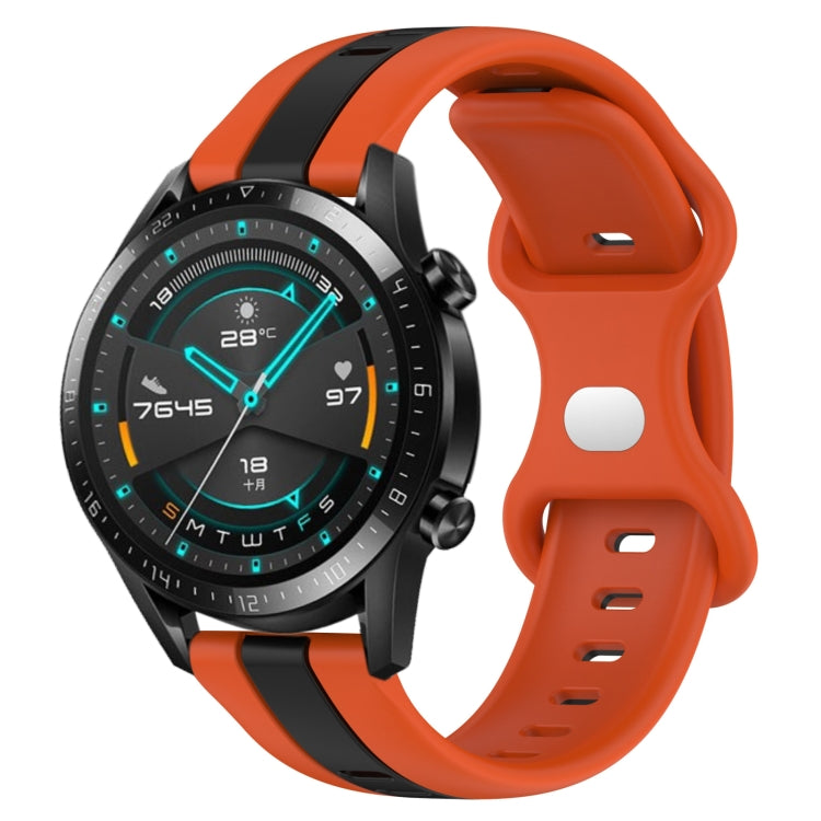 For Huawei GT2 46mm 20mm Butterfly Buckle Two-Color Silicone Watch Band