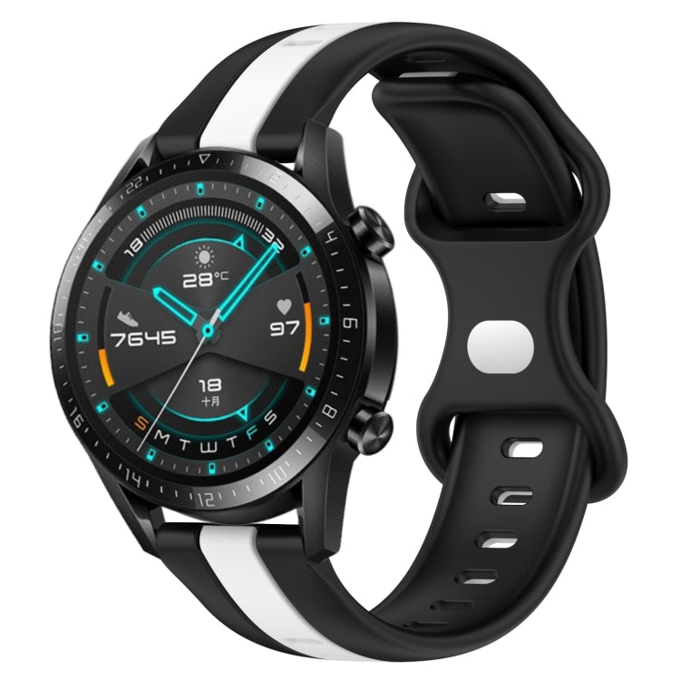 For Huawei GT2 46mm 20mm Butterfly Buckle Two-Color Silicone Watch Band