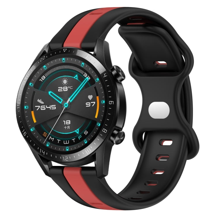 For Huawei GT2 46mm 20mm Butterfly Buckle Two-Color Silicone Watch Band