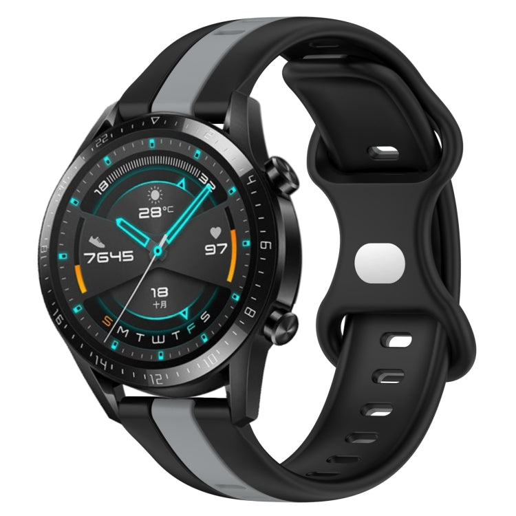 For Huawei GT2 46mm 20mm Butterfly Buckle Two-Color Silicone Watch Band