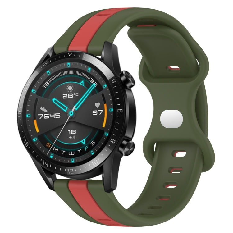 For Huawei GT2 46mm 20mm Butterfly Buckle Two-Color Silicone Watch Band