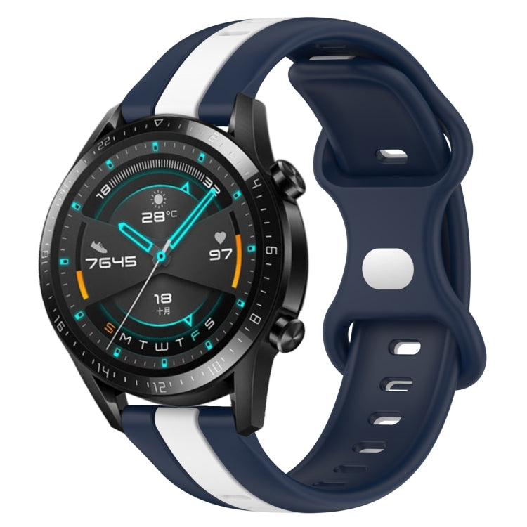 For Huawei GT2 46mm 20mm Butterfly Buckle Two-Color Silicone Watch Band
