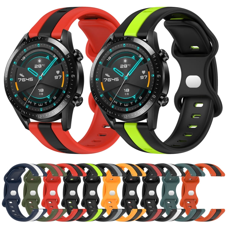 For Huawei GT2 46mm 20mm Butterfly Buckle Two-Color Silicone Watch Band