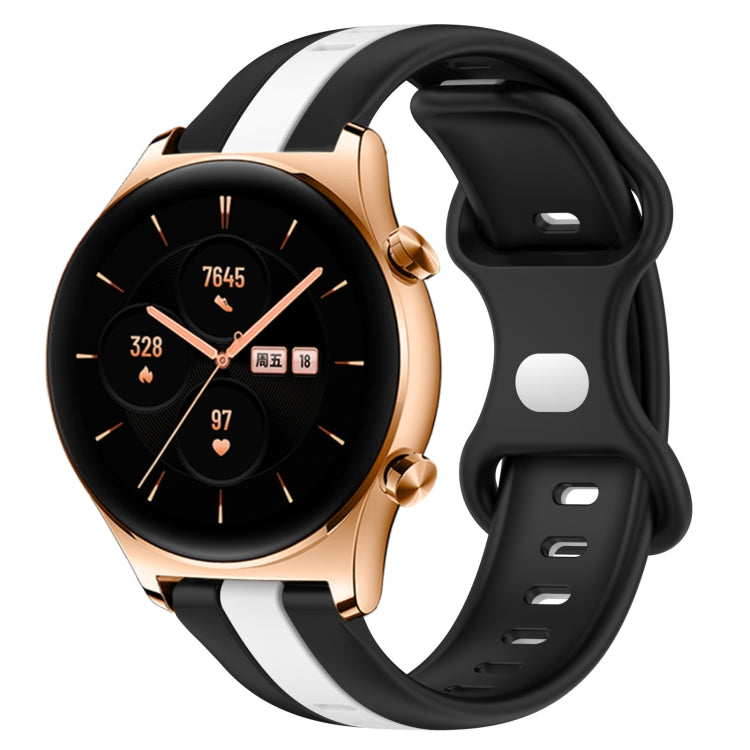 For Honor Watch GS 3 20mm Butterfly Buckle Two-Color Silicone Watch Band
