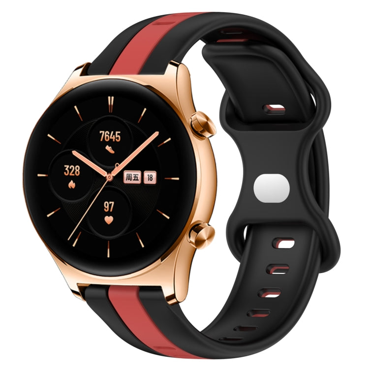 For Honor Watch GS 3 20mm Butterfly Buckle Two-Color Silicone Watch Band