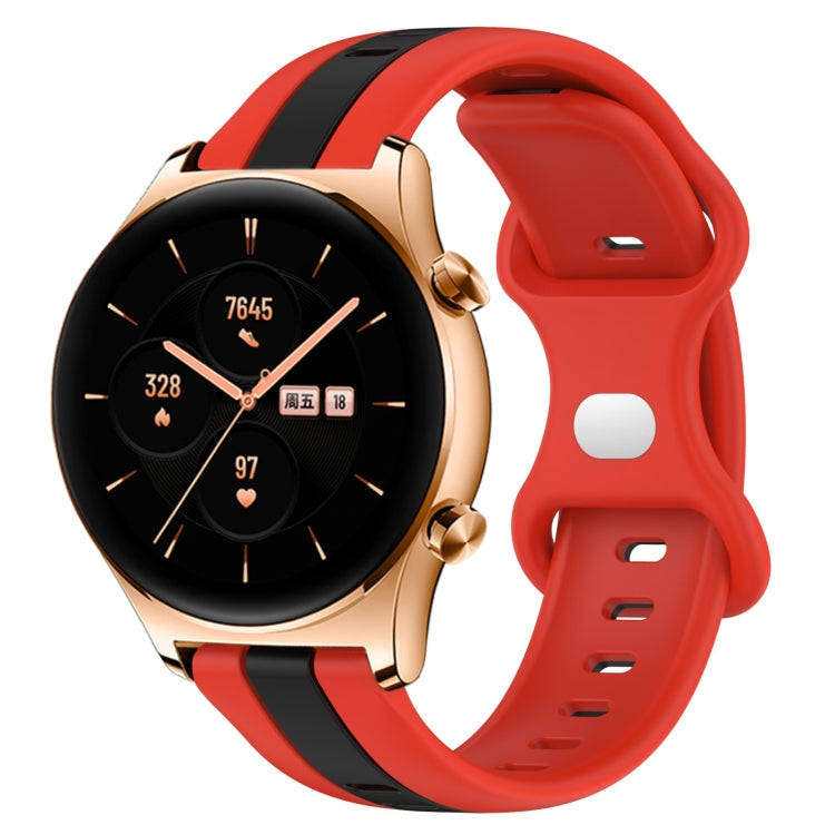 For Honor Watch GS 3 20mm Butterfly Buckle Two-Color Silicone Watch Band