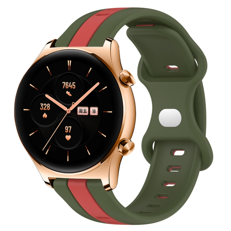For Honor Watch GS 3 20mm Butterfly Buckle Two-Color Silicone Watch Band