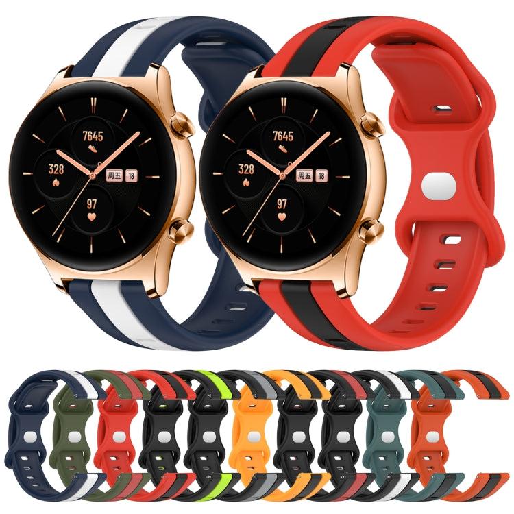 For Honor Watch GS 3 20mm Butterfly Buckle Two-Color Silicone Watch Band