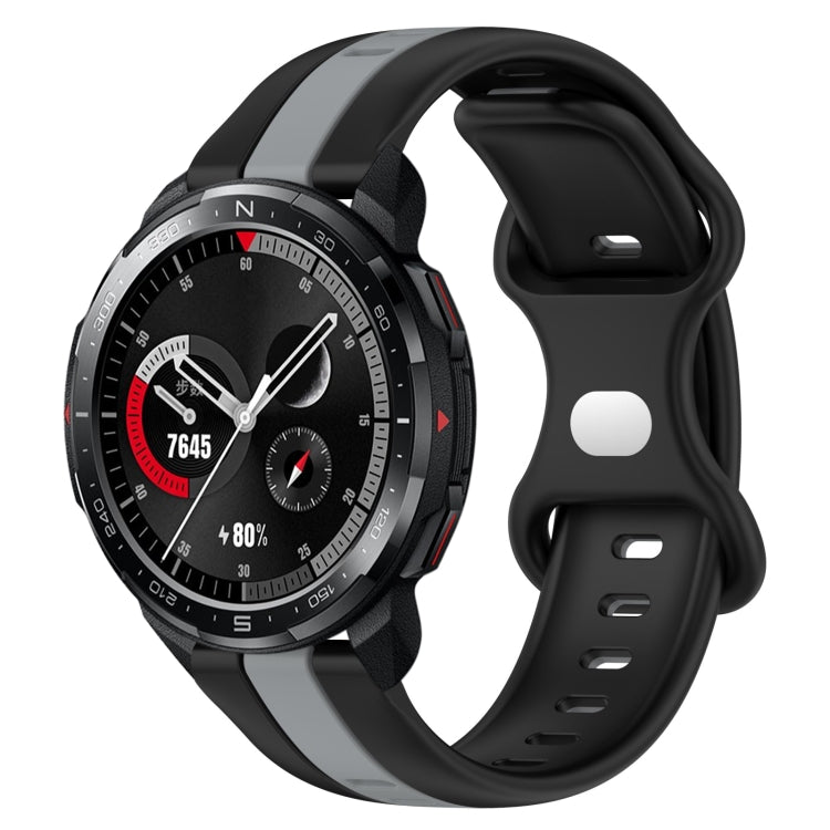 For Honor Watch GS Pro 20mm Butterfly Buckle Two-Color Silicone Watch Band