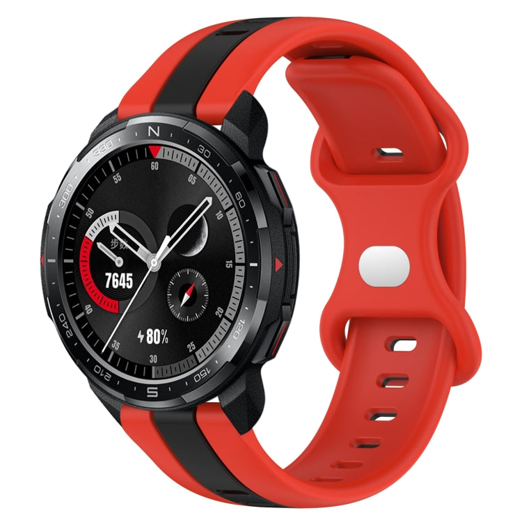 For Honor Watch GS Pro 20mm Butterfly Buckle Two-Color Silicone Watch Band