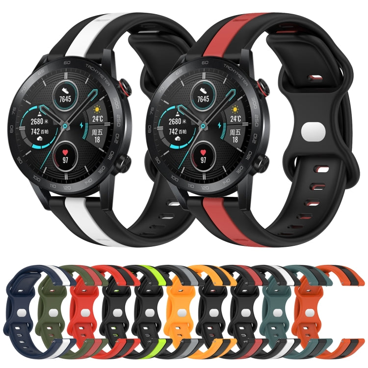 For Honor Magic Watch 2 46mm 20mm Butterfly Buckle Two-Color Silicone Watch Band