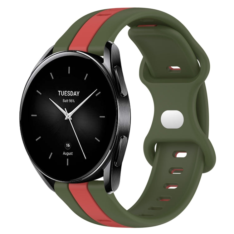 For Xiaomi Watch S2 42mm 22mm Butterfly Buckle Two-Color Silicone Watch Band