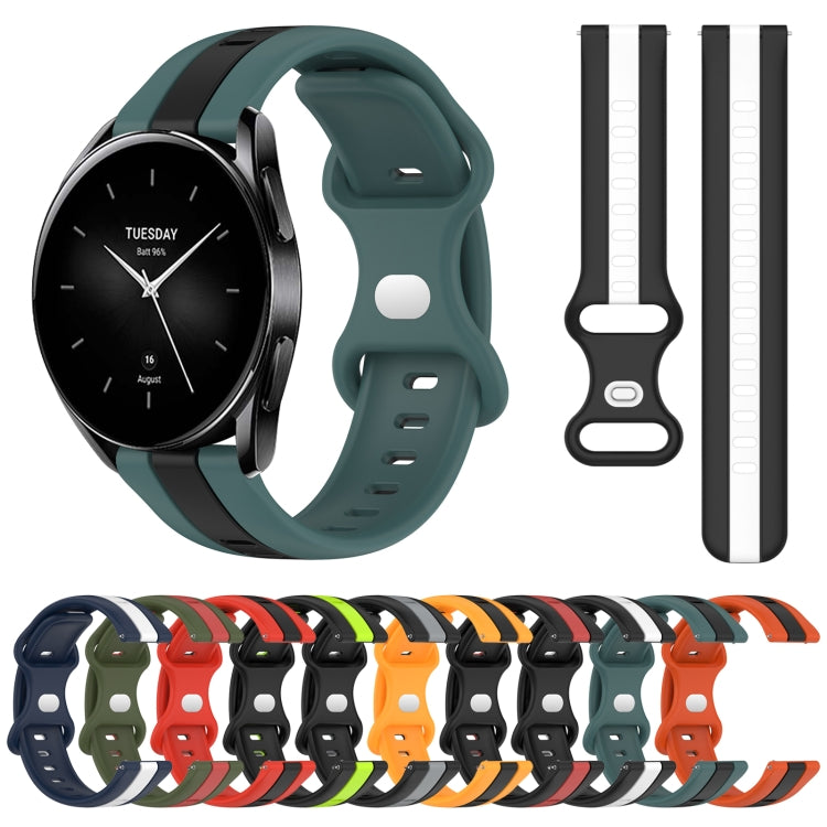 For Xiaomi Watch S2 42mm 22mm Butterfly Buckle Two-Color Silicone Watch Band