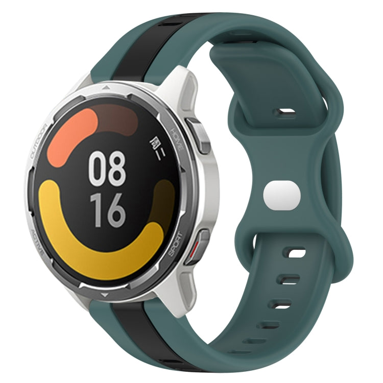 For Xiaomi MI Watch Color 2 22mm Butterfly Buckle Two-Color Silicone Watch Band