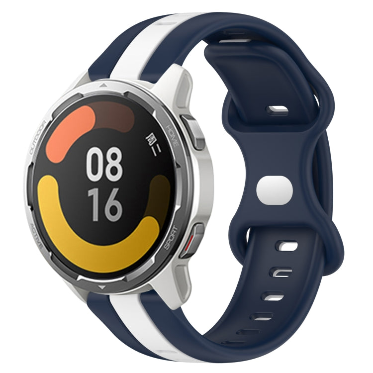 For Xiaomi MI Watch Color 2 22mm Butterfly Buckle Two-Color Silicone Watch Band