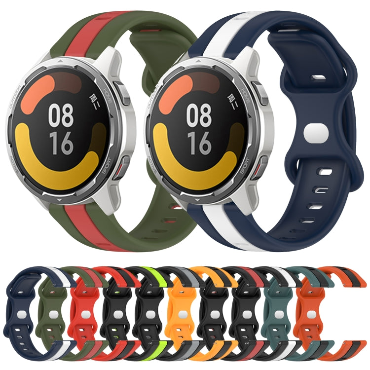 For Xiaomi MI Watch Color 2 22mm Butterfly Buckle Two-Color Silicone Watch Band