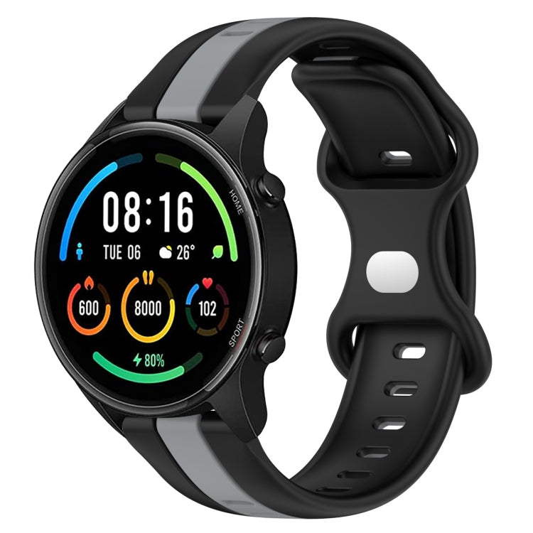 For Xiaomi MI Watch Color 22mm Butterfly Buckle Two-Color Silicone Watch Band
