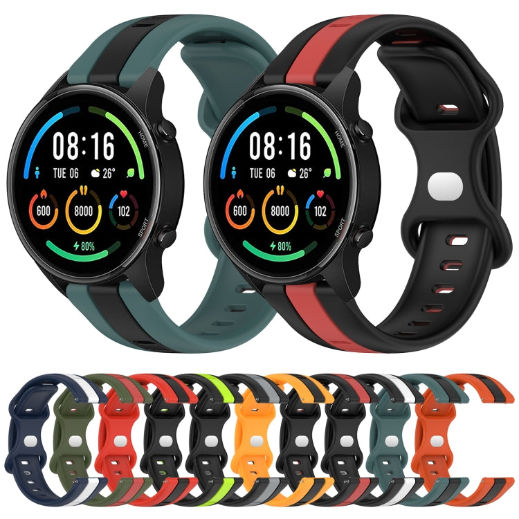 For Xiaomi MI Watch Color 22mm Butterfly Buckle Two-Color Silicone Watch Band